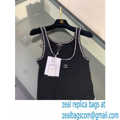 chanel knitted vest black 2022SS