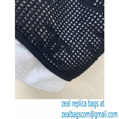 chanel white T-shirt and black net vest 2022SS - Click Image to Close
