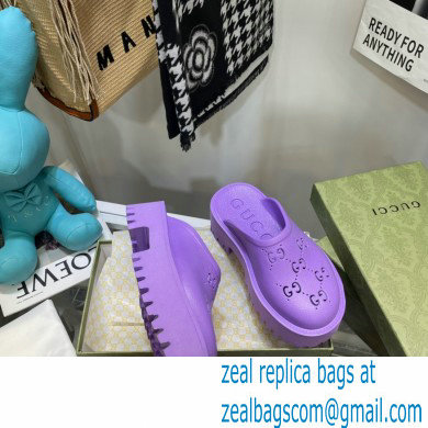 gucci LOVER'S platform perforated G sandal lavender 2021
