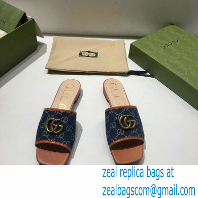gucci Women's GG jacquard denim slide sandal with Double G 2021
