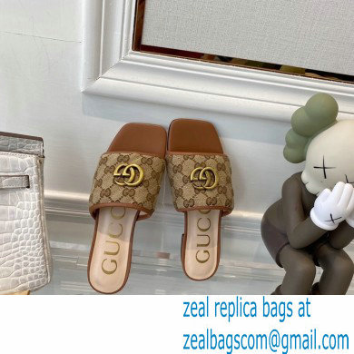 gucci Women's GG matelasse canvas slide sandal tan 2021