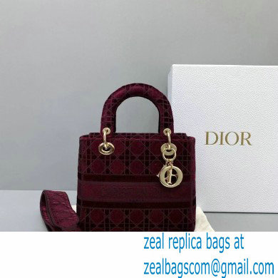 lady dior velvet medium bag burgundy 2021