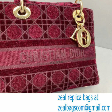 lady dior velvet medium bag burgundy 2021