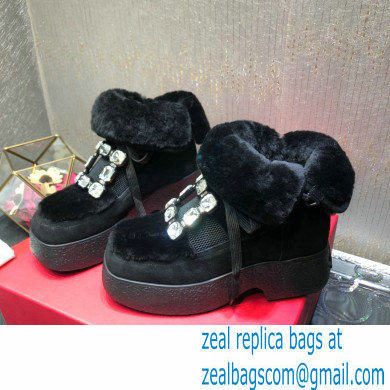 roger vivier Viv' Rangers Strass Buckle Flatform Booties black