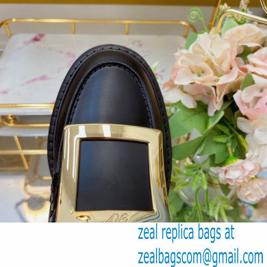 roger vivier Viv' Rangers metal Buckle Loafers in calfskin black