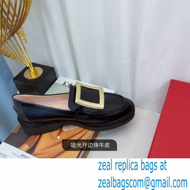 roger vivier Viv' Rangers metal Buckle Loafers in calfskin black