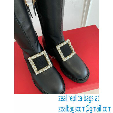 roger vivier Viv' Rangers strass Buckle Boots in Leather black