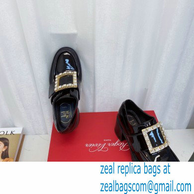 roger vivier Viv' Rangers strass Buckle Loafers in Patent Leather black - Click Image to Close