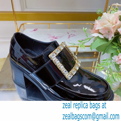 roger vivier Viv' Rangers strass Buckle Loafers in Patent Leather black