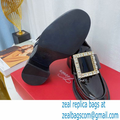 roger vivier Viv' Rangers strass Buckle Loafers in Patent Leather black - Click Image to Close