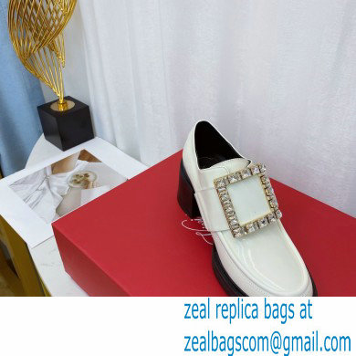 roger vivier Viv' Rangers strass Buckle Loafers in Patent Leather white