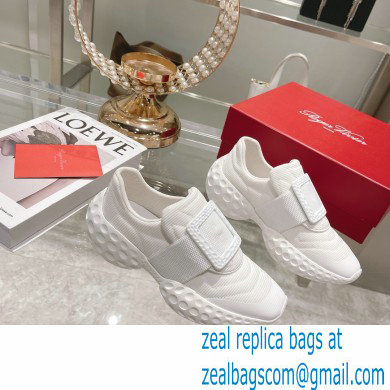 roger vivier Viv' Run Light Resin Buckle Sneakers in Fabrics WHITE - Click Image to Close