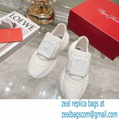 roger vivier Viv' Run Light Resin Buckle Sneakers in Fabrics WHITE