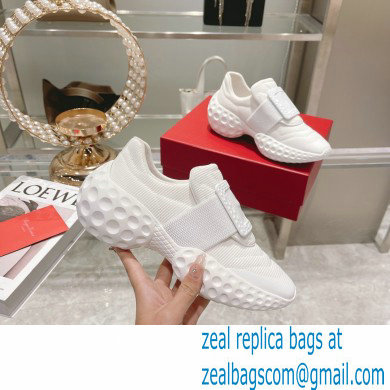 roger vivier Viv' Run Light Resin Buckle Sneakers in Fabrics WHITE - Click Image to Close