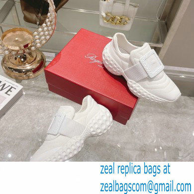 roger vivier Viv' Run Light Resin Buckle Sneakers in Fabrics WHITE - Click Image to Close