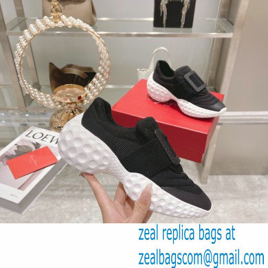 roger vivier Viv' Run Light Resin Buckle Sneakers in Fabrics black/white sole