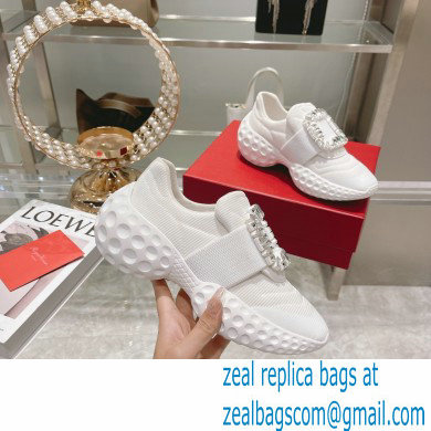 roger vivier Viv' Run Light Strass Buckle Sneakers in Fabrics WHITE - Click Image to Close