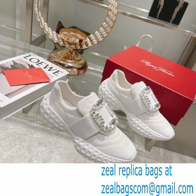 roger vivier Viv' Run Light Strass Buckle Sneakers in Fabrics WHITE - Click Image to Close