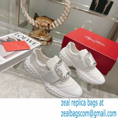 roger vivier Viv' Run Light Strass Buckle Sneakers in Fabrics WHITE