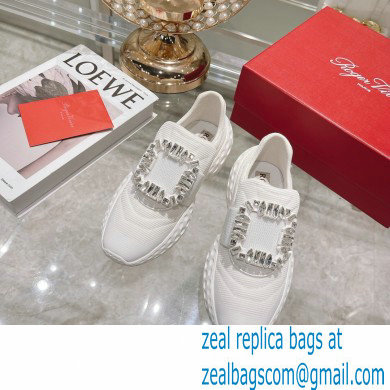 roger vivier Viv' Run Light Strass Buckle Sneakers in Fabrics WHITE - Click Image to Close