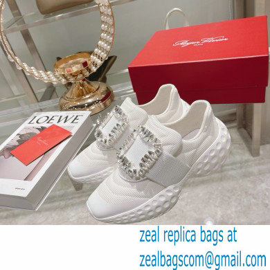 roger vivier Viv' Run Light Strass Buckle Sneakers in Fabrics WHITE - Click Image to Close