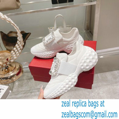 roger vivier Viv' Run Light Strass Buckle Sneakers in Fabrics WHITE - Click Image to Close