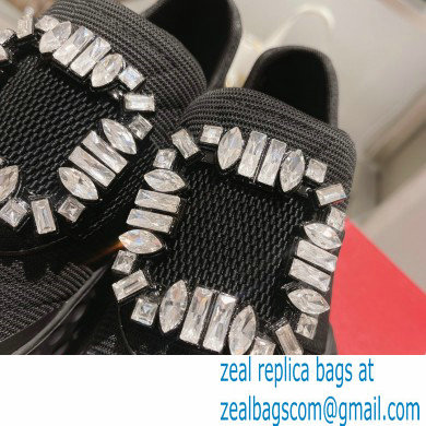 roger vivier Viv' Run Light Strass Buckle Sneakers in Fabrics black - Click Image to Close