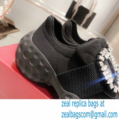 roger vivier Viv' Run Light Strass Buckle Sneakers in Fabrics black - Click Image to Close