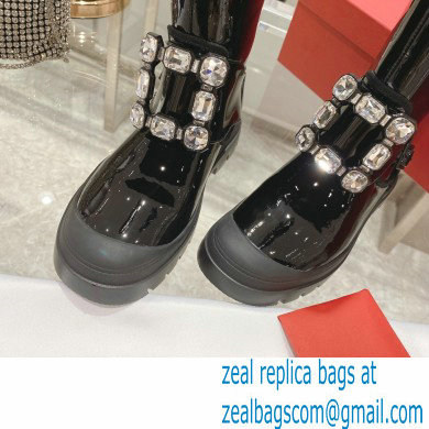 roger vivier Walky Viv' Strass Buckle High Boots in patent Leather black