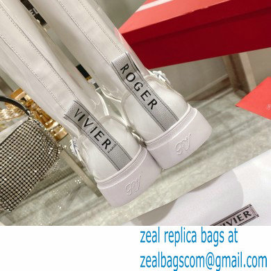 roger vivier Walky Viv' Strass Buckle High Boots in patent Leather white