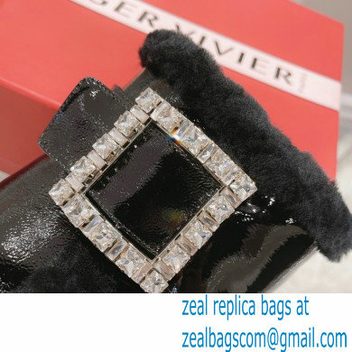 roger vivier Winter Viv' Strass snow Booties in Patent Leather black with black fur