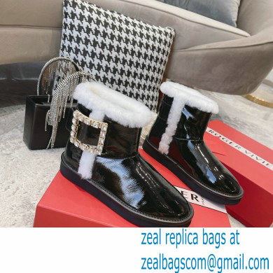 roger vivier Winter Viv' Strass snow Booties in Patent Leather black - Click Image to Close