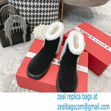 roger vivier Winter Viv' Strass snow Booties in suede Leather black