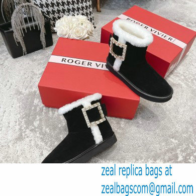 roger vivier Winter Viv' Strass snow Booties in suede Leather black