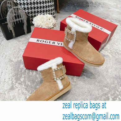 roger vivier Winter Viv' Strass snow Booties in suede leather apricot