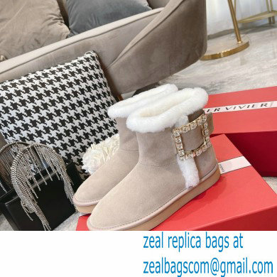 roger vivier Winter Viv' Strass snow Booties in suede leather off white - Click Image to Close