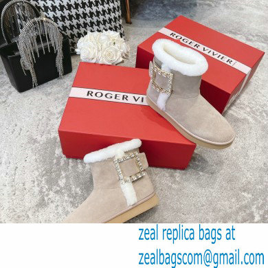 roger vivier Winter Viv' Strass snow Booties in suede leather off white - Click Image to Close