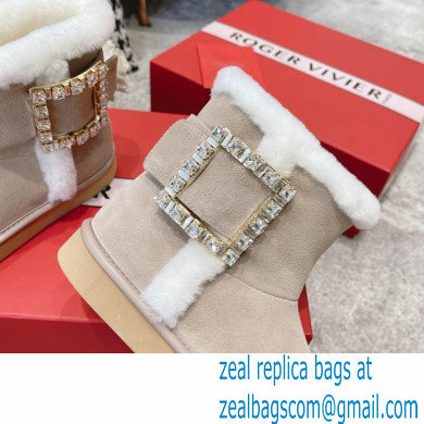 roger vivier Winter Viv' Strass snow Booties in suede leather off white