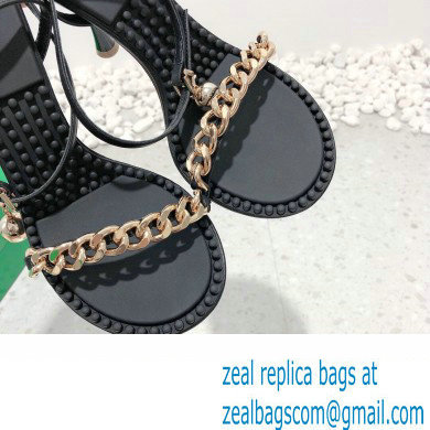 Bottega Veneta Heel 9cm Chain Dot Sandals Black 2022 - Click Image to Close