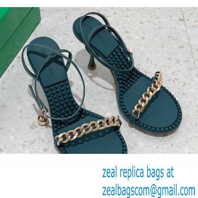 Bottega Veneta Heel 9cm Chain Dot Sandals Dark Green 2022 - Click Image to Close