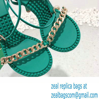 Bottega Veneta Heel 9cm Chain Dot Sandals Green 2022 - Click Image to Close