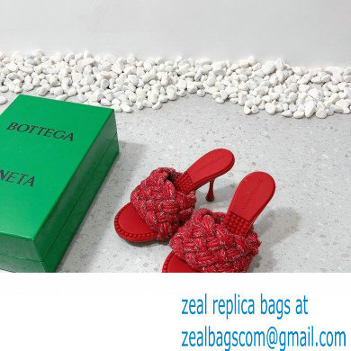 Bottega Veneta Heel 9cm Lido Braided Intrecciato Mules Sandals Red 2022 - Click Image to Close