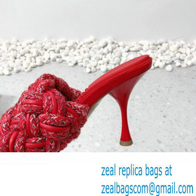 Bottega Veneta Heel 9cm Lido Braided Intrecciato Mules Sandals Red 2022