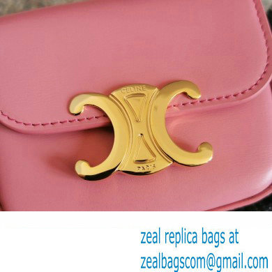 CELINE mini Triomphe Bag in shiny calfskin pink