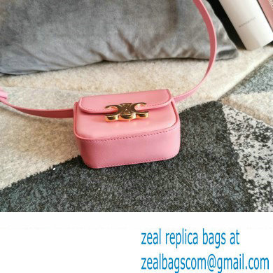 CELINE mini Triomphe Bag in shiny calfskin pink