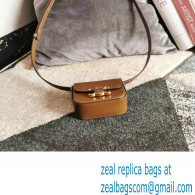 CELINE mini Triomphe Bag in shiny calfskin tan
