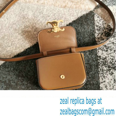 CELINE mini Triomphe Bag in shiny calfskin tan
