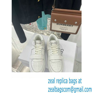 Celine Ct-02 Mid Sneakers With Velcro In Calfskin White 2022 - Click Image to Close