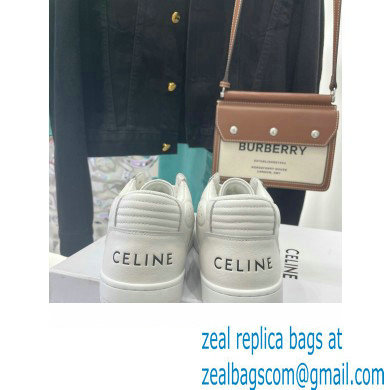 Celine Ct-02 Mid Sneakers With Velcro In Calfskin White 2022 - Click Image to Close