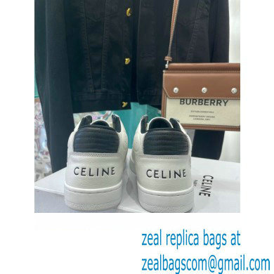 Celine Ct-02 Mid Sneakers With Velcro In Calfskin White/Black 2022 - Click Image to Close